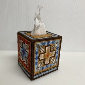 🔥SALE 3/$20 HANDMADE Southwestern Theme Plastic Canvas Tissue Box Cover 2 of 2